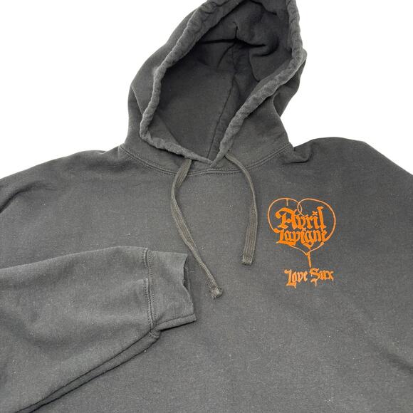 Avril Lavigne Large Black Love Sux Long Sleeve Drawstrings Hoodie Sweatshirt - Picture 1 of 5